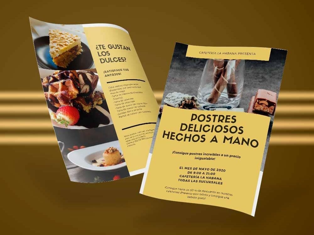 Folletos, flyers, carteles impresos o digitales