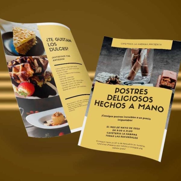 Folletos, flyers, carteles impresos o digitales