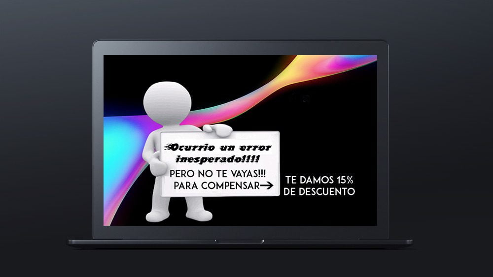 Perdón!!!!!Ocurrió un error inesperado!!! Pero no te vayas!!! Para compensar el inconveniente te damos un cupón de 15% de descuento en toda la tienda.